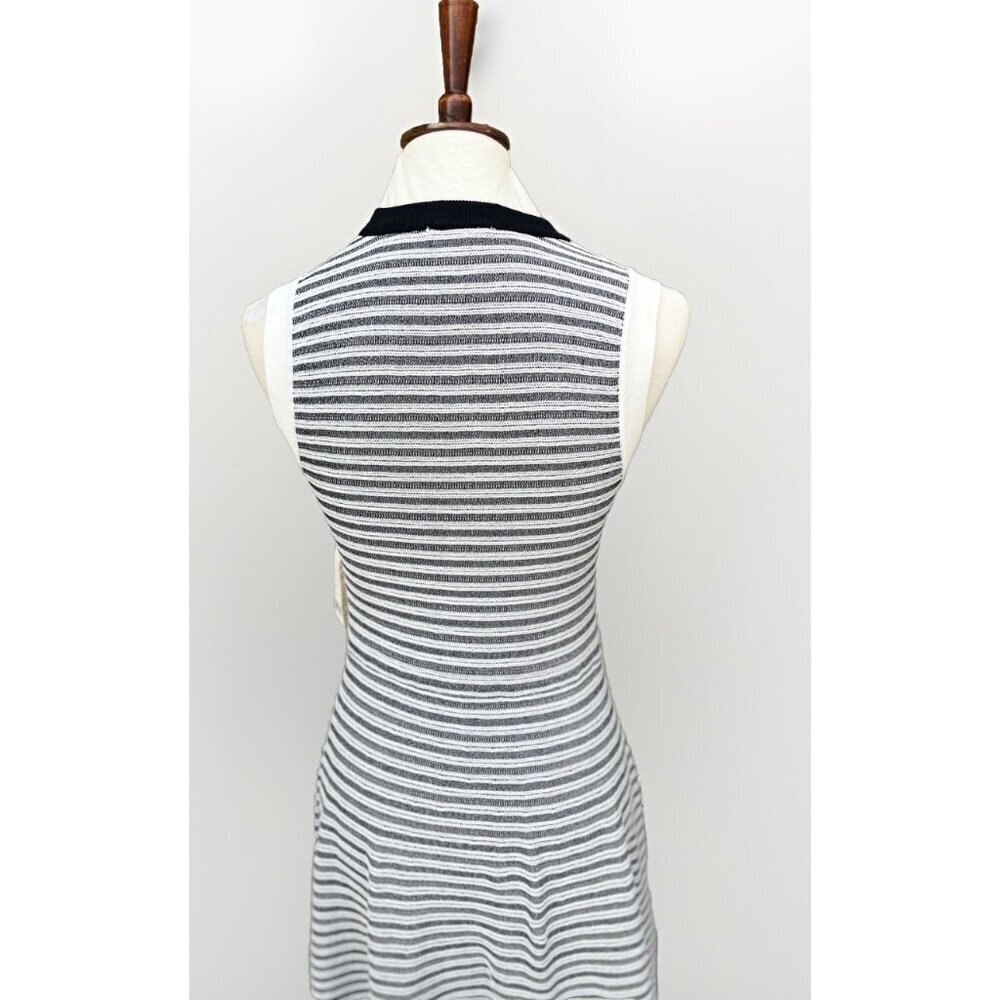 NWT Bar III Sleeveless Knit Dress Black White Stripe Size M Midi Stretch - Picture 3 of 15